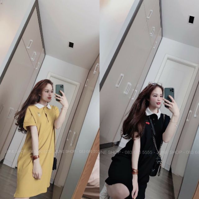 Đầm váy suông cổ bẻ trắng