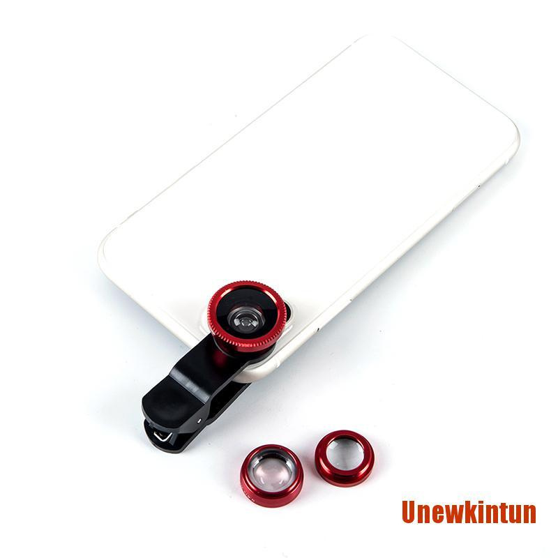 UNEW 3-in-1 Wide Angle Macro Fisheye Lens Camera Kits Mobile Phone Fish Eye Le