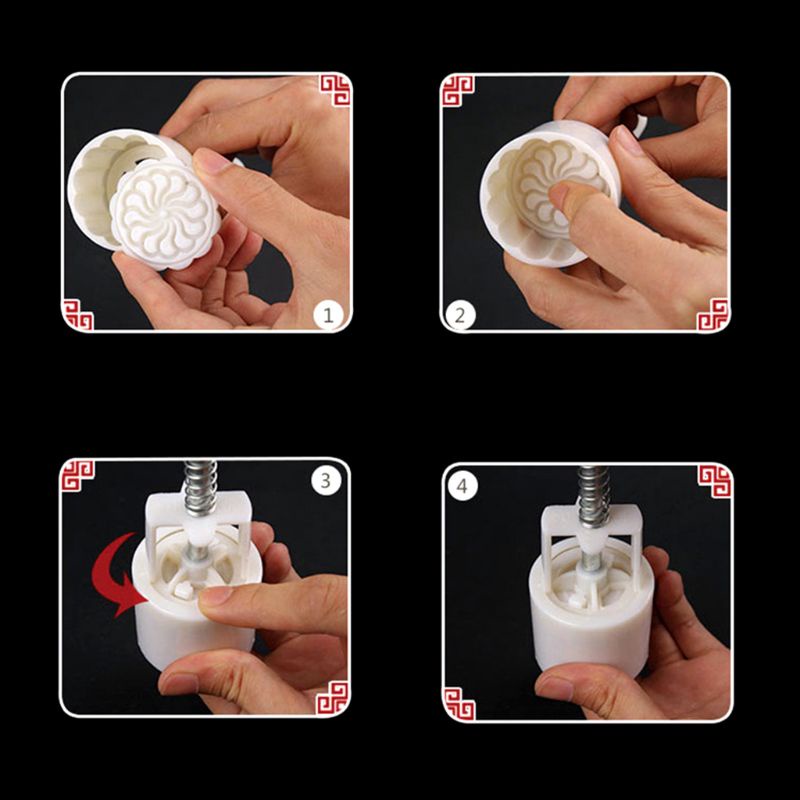 Set 6 Khuôn In Trang Trí Bánh Trung Thu 50g Hình Trái Tim 3D