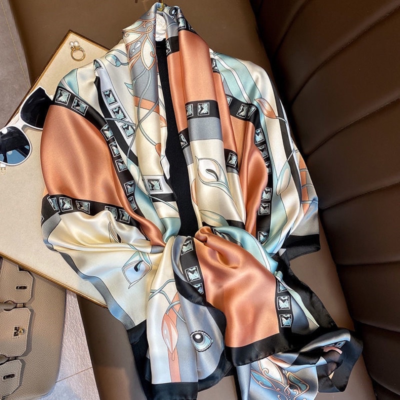 Khăn choàng lụa dài, Khăn lụa satin nữ thời trang dáng dài