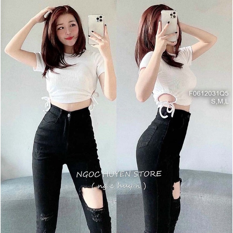 Quần jeans đen rách