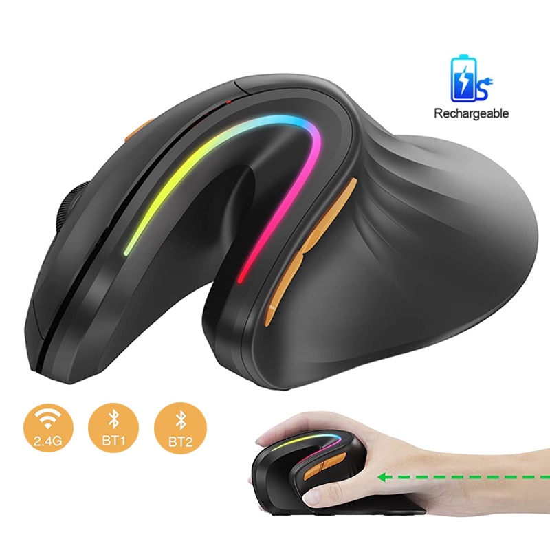 Chuột không dây Jomaa Em11 RGB Bluetooth 2.4G hai chế độ cho PC laptop điện thoại máy tính bảng