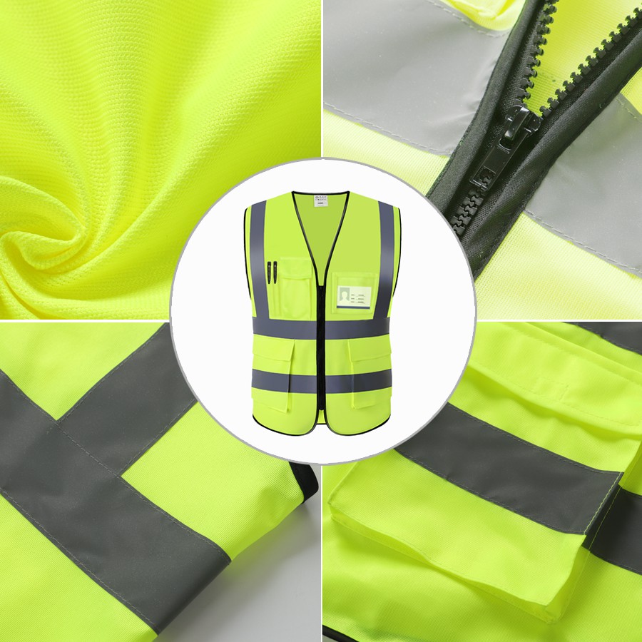 Áo gile phản quang bảo hộ túi hộp cao cấp, Áo gile phản quang kỹ sư vải polyester siêu nhẹ, thoáng mát. In theo yêu cầu
