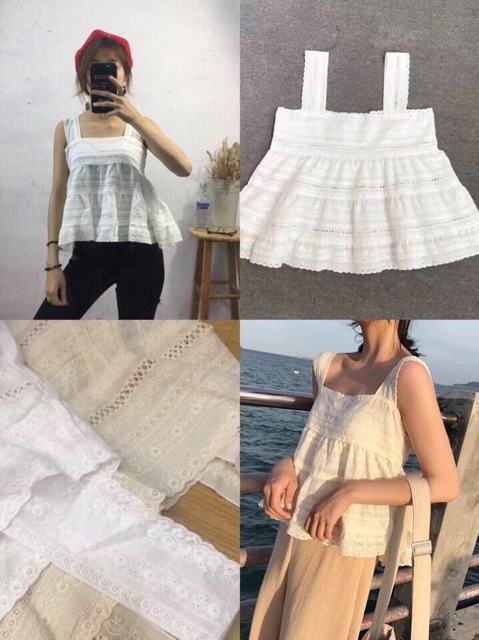 Áo 2 dây ren lưới siêu bánh bèo Quảng Châu | BigBuy360 - bigbuy360.vn