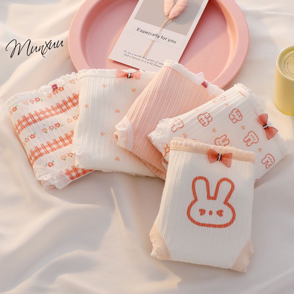 Quần lót nữ Cotton co dãn họa tiết thỏ dễ thương MUNXUU, vải mềm mát co dãn kháng khuẩn - QC116