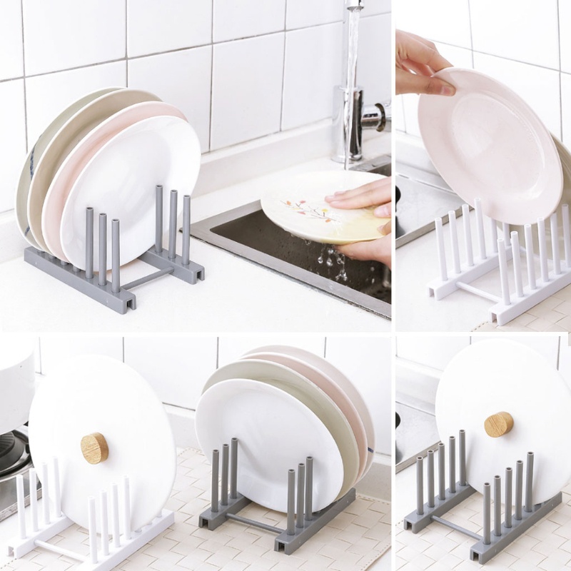 Giá Đỡ Chén Dĩa / Nắp Nồi Ráo Nước Tiện Dụng Cho Nhà Bếp