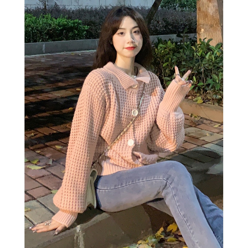 【ZHELIHANGFEI】Áo Khoác Cardigan Dệt Kim Tay Dài Thời Trang Cho Nữ