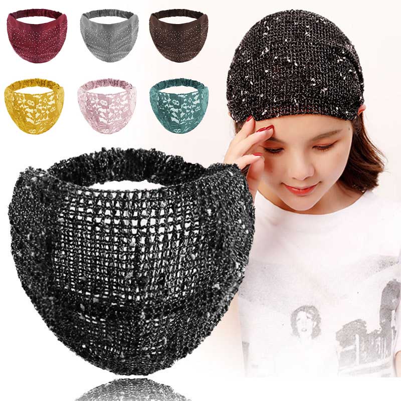 Khăn bandana đội đầu bản rộng chất liệu đàn hồi thêu họa tiết tùy chọn màu sắc dùng cho nữ tập yoga thể hình