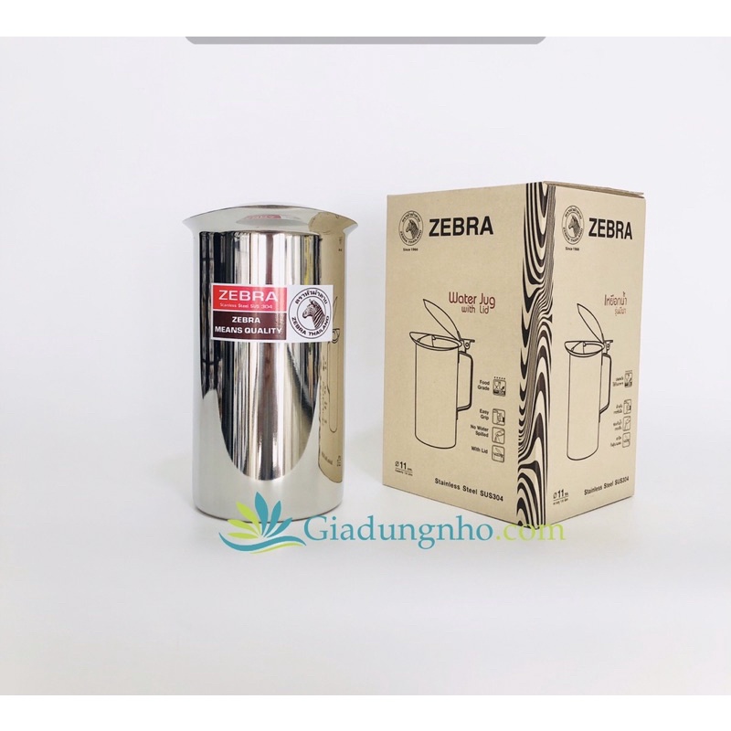 Ca đựng nước inox 304 Zebra Thái Lan 1.9 lít có nắp