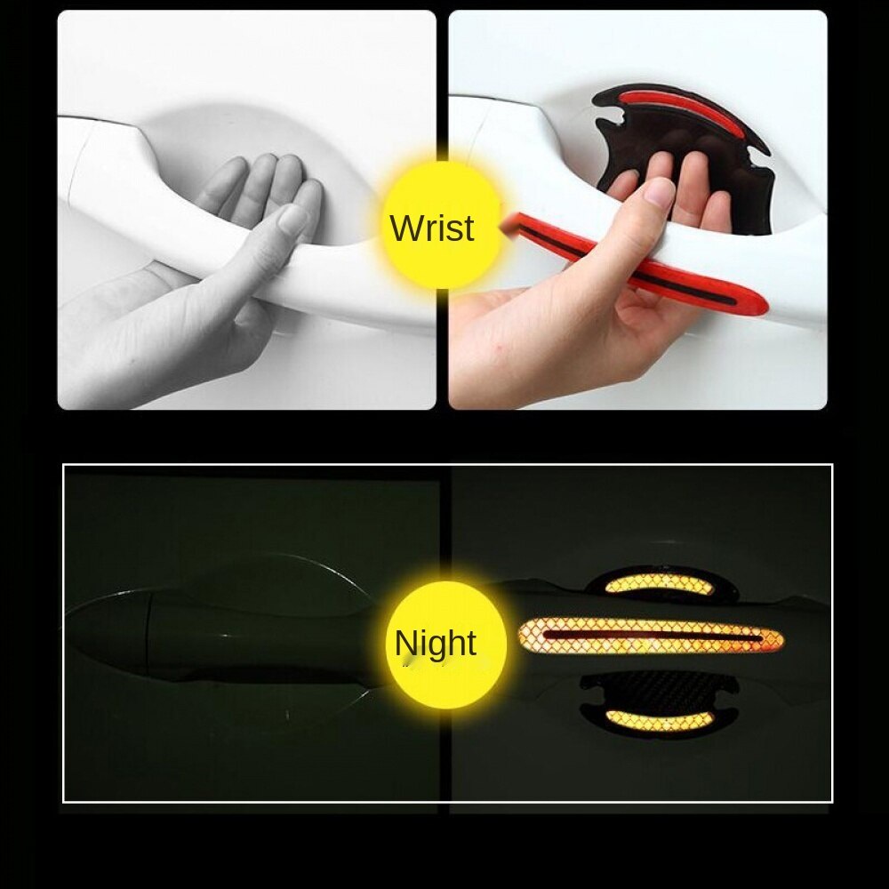 Set 4 Miếng Dán Sợi Carbon Chống Trầy Xước Tay Cầm Cửa Xe Hơi Diy