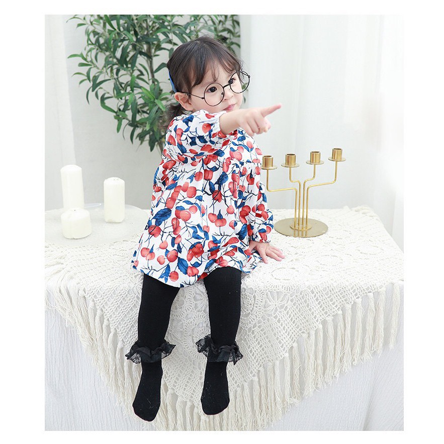 TAT2304 Quần tất len trơn liền bàn chống trượt cho bé gái 1-10 tuổi