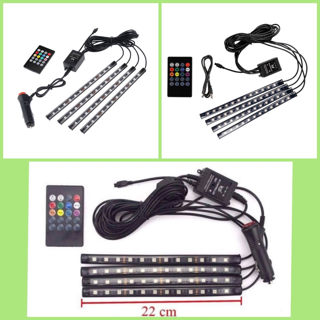 [loại 12 mắt led dài 22cm] Led gầm 7 màu nháy theo nhạc