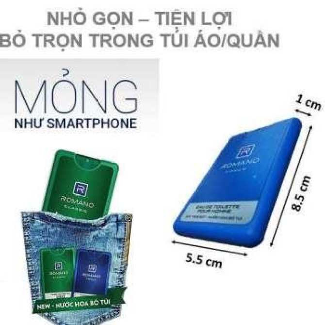 Xịt nước hoa bỏ túi Romano 18ml Vip Vision Pasion, Classic, Force, Attitude, Gentleman - 250 lần xịt