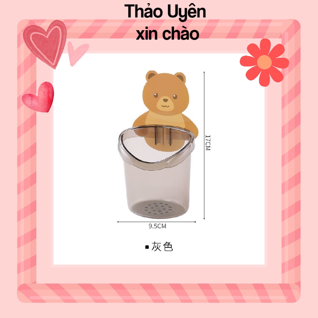Cốc Gấu DÁN TƯỜNG, Hũ Đựng Bàn Chải Và Kem Đánh Răng Hình Gấu siêu cute