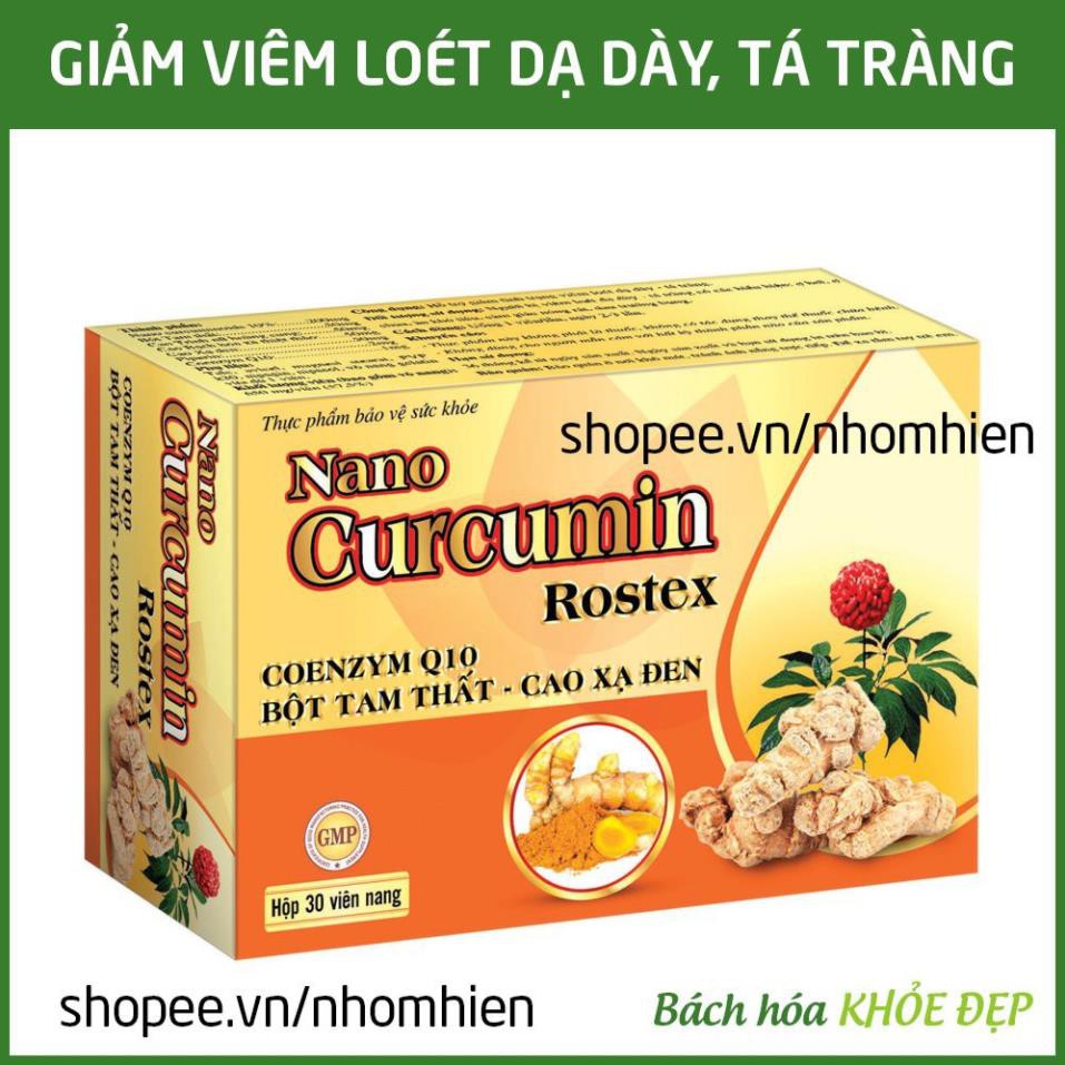 Viên tinh nghệ Nano Curcumin Gold Rostex Tam Thất Xạ Đen giảm viêm loét dạ dày, tá tràng, ung bướu - Hộp 30 viên