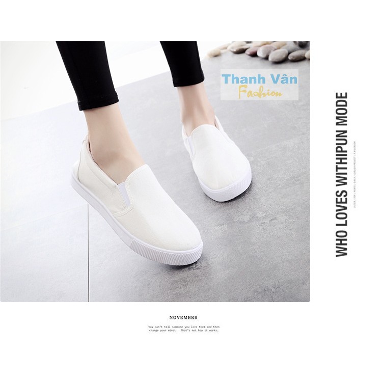 Giày lười nữ TV041 (vải trắng) | WebRaoVat - webraovat.net.vn
