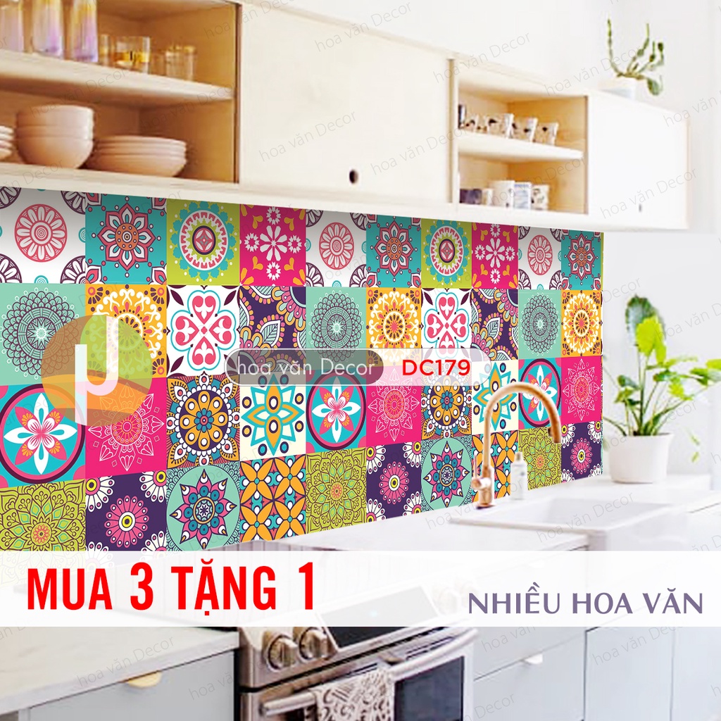 Decal gạch bông dán bếp chống dầu mỡ, không thấm nước - IO15CM
