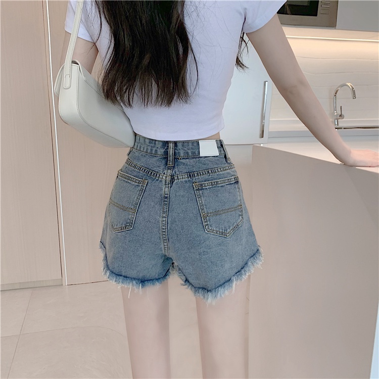 Quần short jean COZOKC lưng cao ống rộng thiết kế thời trang mùa hè dành cho nữ