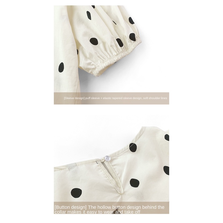 Plus Áo chiffon Cổ Tròn Tay Ngắn Dáng Rộng In Họa Tiết Chấm Bi Phong Cách Hàn Quốc Thời Trang Mùa Hè Cho Nữ