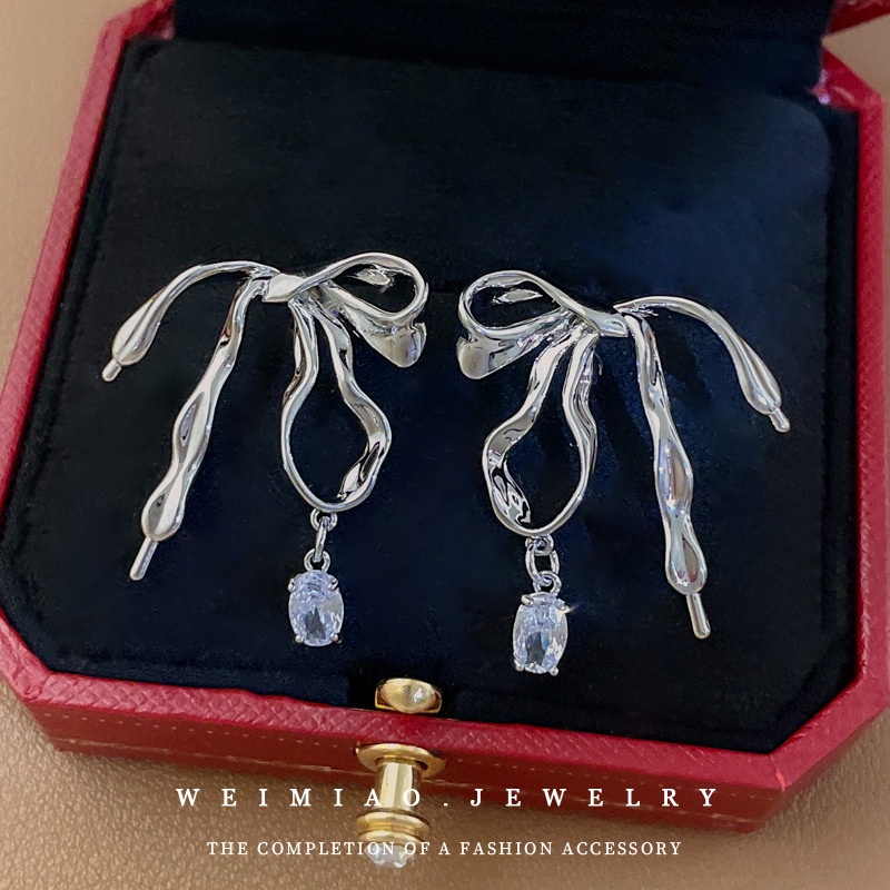 Bông Tai Hình Giọt Nước Bằng Kim Loại Đính Đá Zircon 2022