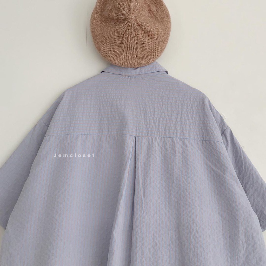 Áo Sơ Mi Tay Ngắn Kẻ Sọc JEM CLOSET Form Rộng Mix Đồ Siêu Cá Tính CONFI 10320