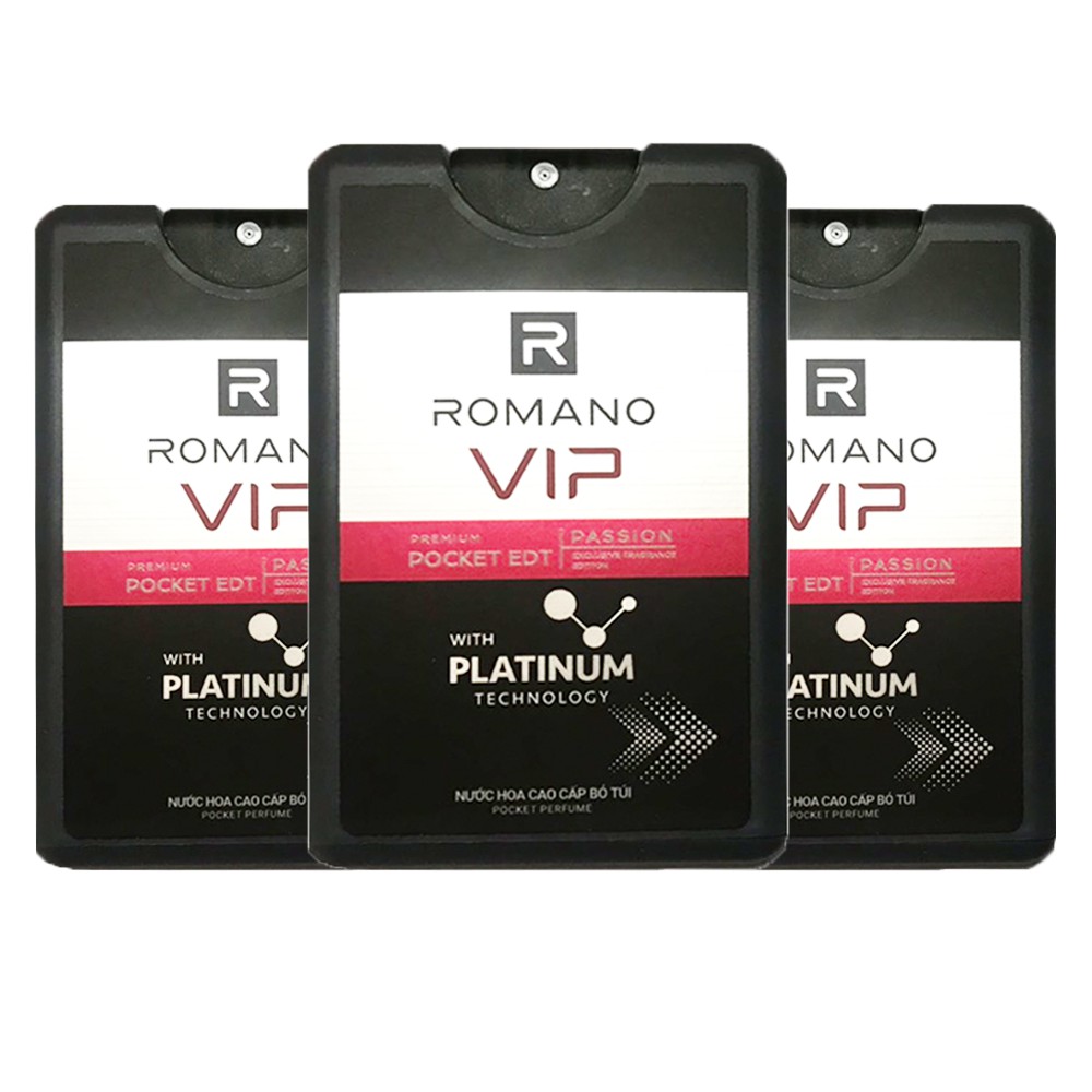 Bộ 3 Chai Nước hoa bỏ túi Romano Vip Platinum- 18ml/chai