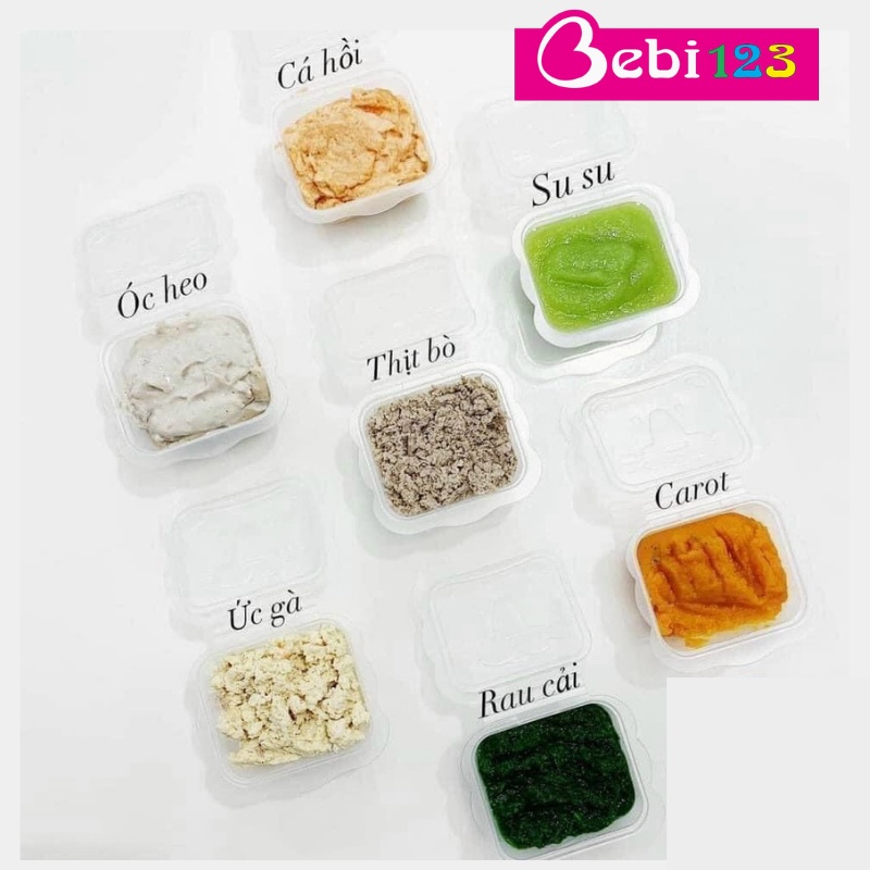 Set 8 khay trữ đông Kichi, bộ hộp 100ml chia thức ăn Kichi trữ đồ ăn dặm cho bé