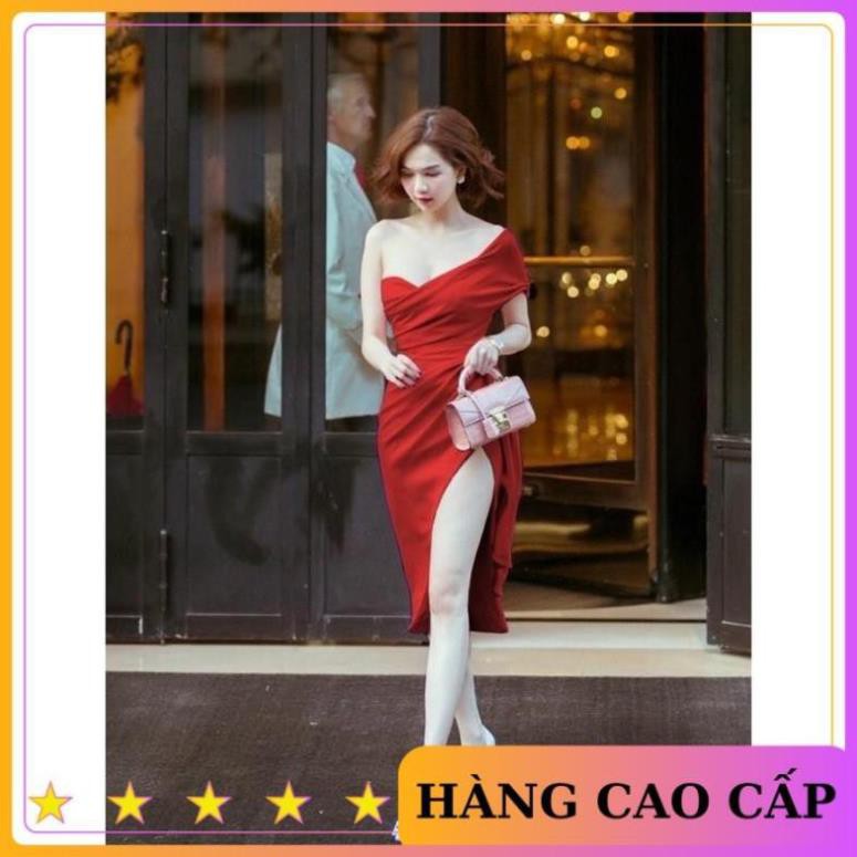 [HÀNG CAO CẤP] Đầm body cúp ngực đắp vai vạt chéo nhún hông rớt tà dự tiệc dạ hội sang trọng (CÓ ĐỆM NGỰC) - MN134  ྇ ྇