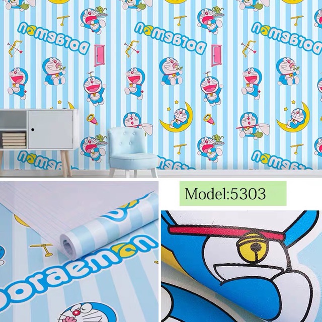 Giấy dán tường hoa hồng 3d xanh 10m x 45 cm sẵn keo | BigBuy360 - bigbuy360.vn