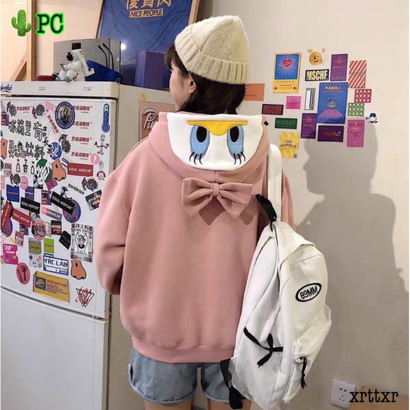 🌵Áo hoodie thêu vịt daisy, nón thắt nơ quá đẹp ( áo khoác nỉ bông ) | BigBuy360 - bigbuy360.vn