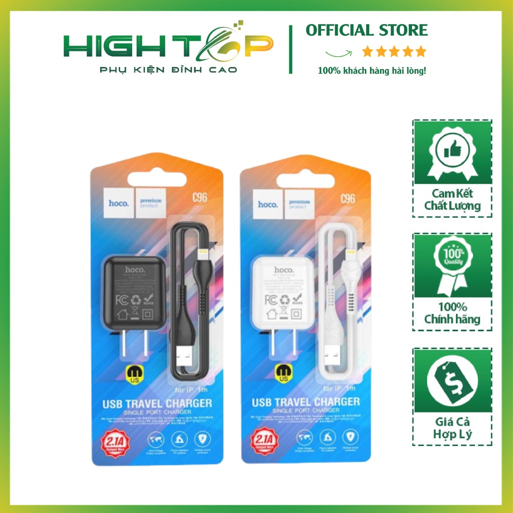 Bộ Củ Sạc Hoco C96 Kèm Dây Sạc Chịu Nóng; Ít Trầy Xước; Chống Cháy Và Thân Thiện Với Môi Trường