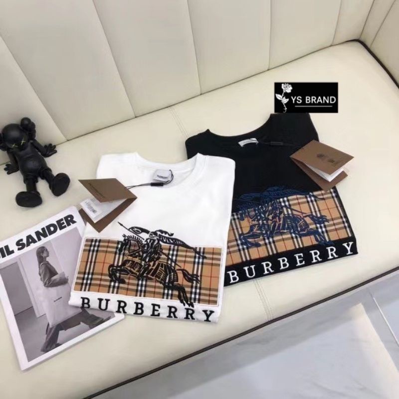 Áo Thun cotton Ngắn Tay In logo Burber Thời Trang Cho Nam / Nữ
