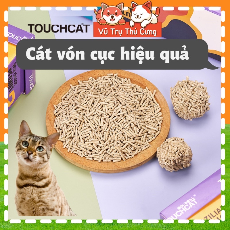 Cát đậu nành cho mèo, Cát vệ sinh mèo TOUCHCAT từ vỏ đậu phộng, không bụi, an toàn cho mèo con