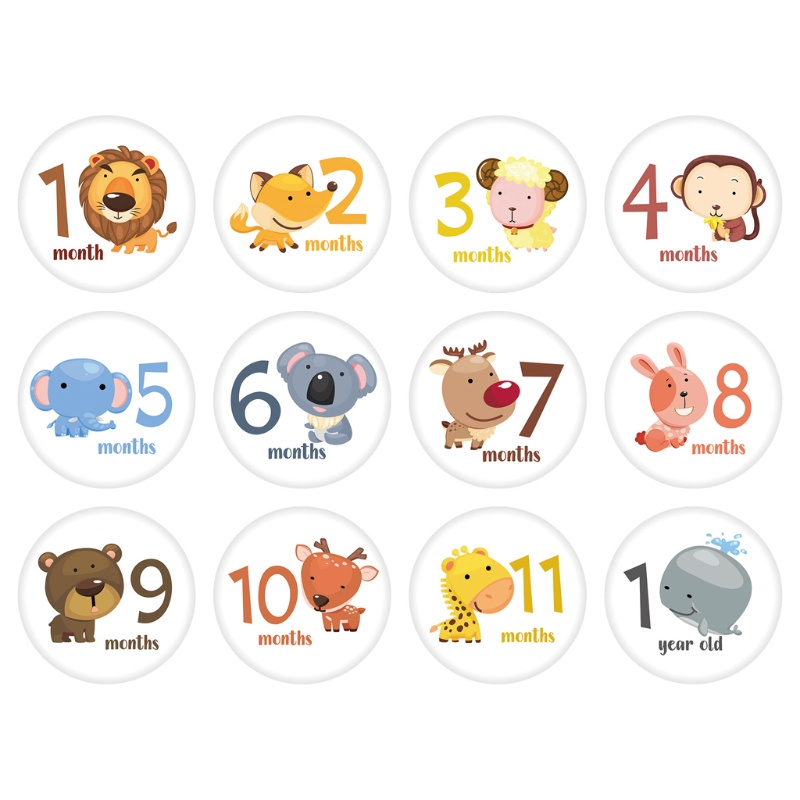 Set 12 thẻ đánh dấu cột mốc phát triển theo tháng làm phụ kiện chụp ảnh cho bé sơ sinh