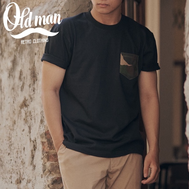 Áo Thun Nam Có Túi Camo OLDMAN, Áo Thun Vintage Nam Cổ Tròn, Tay Đùi Ngắn, 265g Cotton, Basic, Cổ Điển, Co Giãn | BigBuy360 - bigbuy360.vn