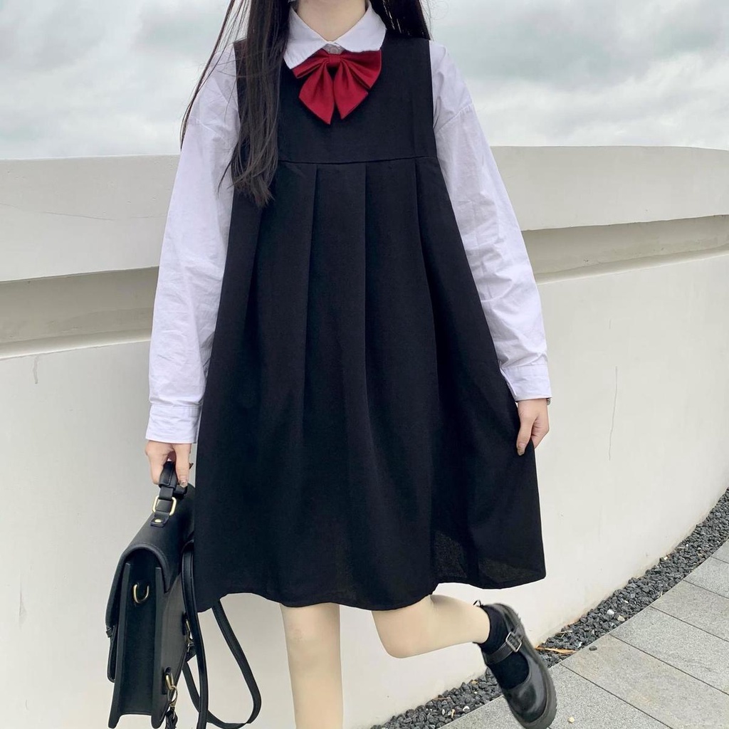 Đầm Yếm Dáng Rộng Phong Cách Học Sinh Nhật Bản Thời Trang Mùa Hè Cho Nữ