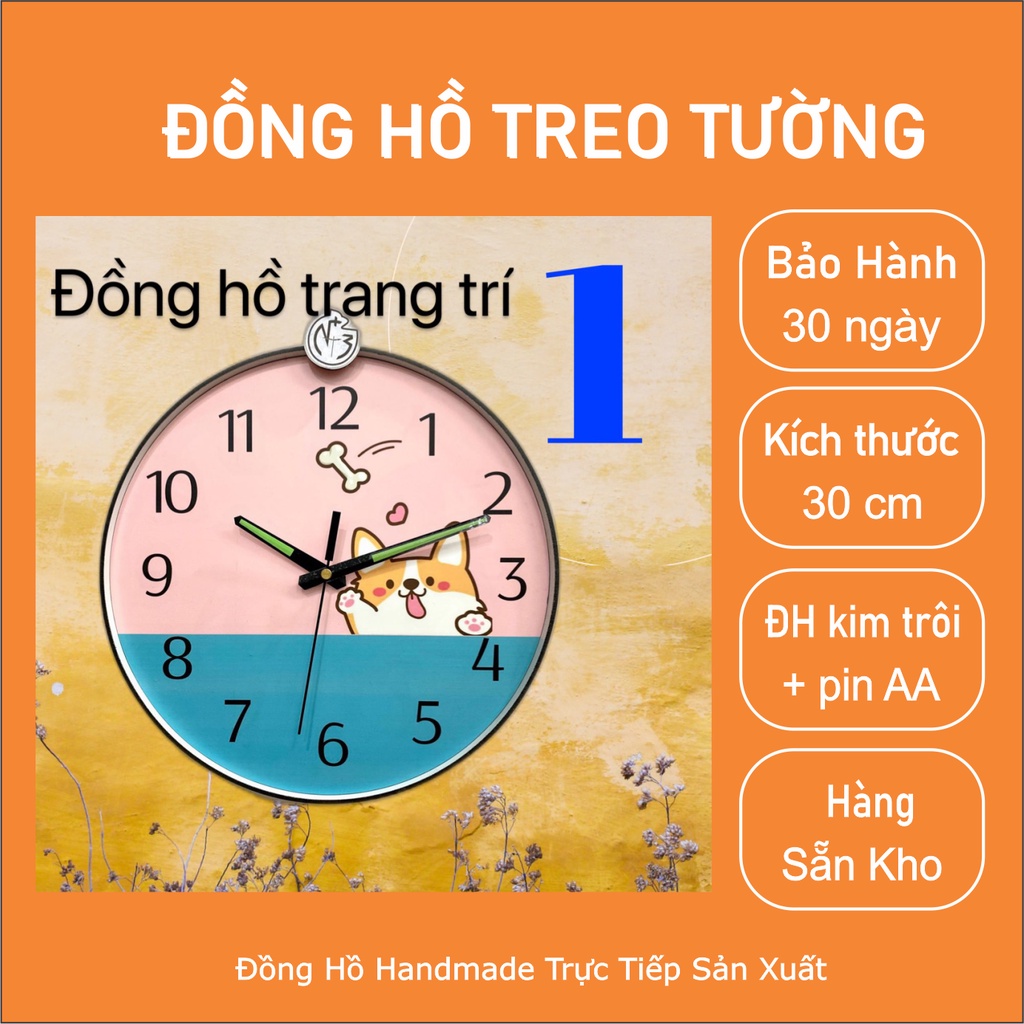 Đồng hồ treo tường trang trí cho trẻ em - mẫu hoạt hình ngộ nghĩnh