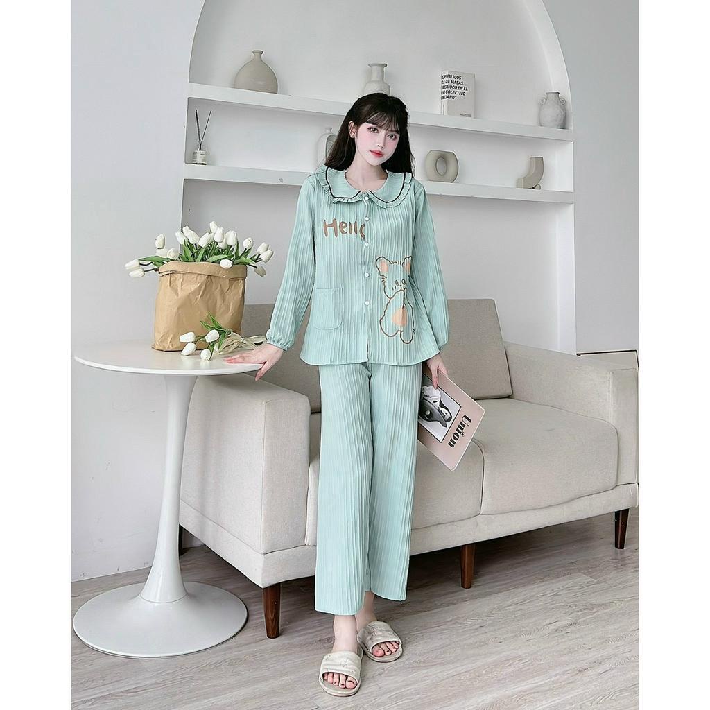 Bộ bầu bèo dài tay gân - hàng có khóa cho con ti-Hàng loại 1- họa tiết siêu đẹp- quần có chun chỉnh - freesize 43-68kg