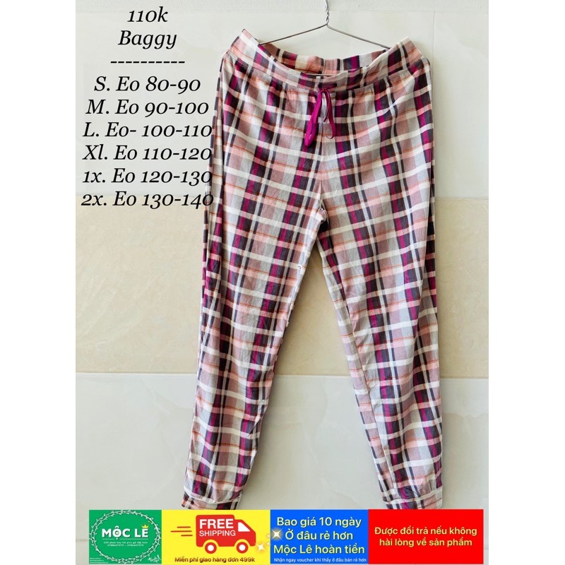 Quần jogger nỉ mỏng vnxk kẻ ca ro bigsize