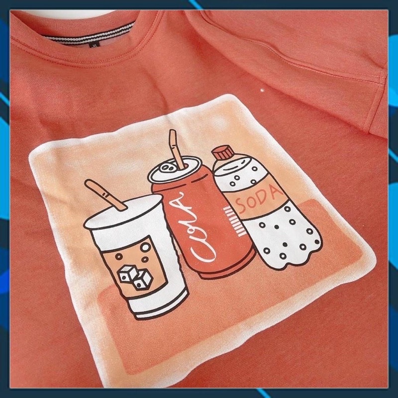 Áo sweater nỉ ngoại Coca tay phồng forn rộng