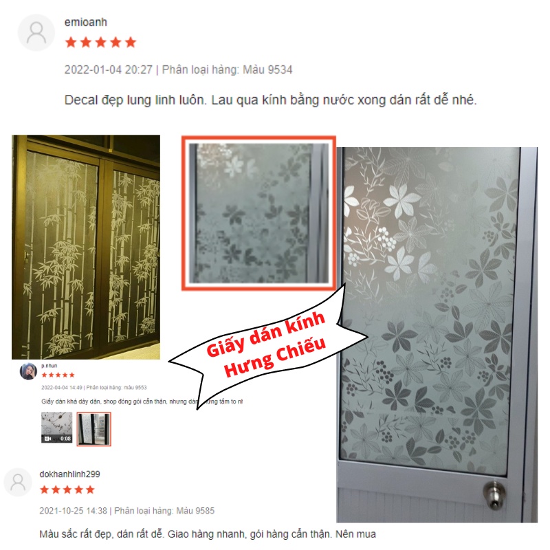 Giấy dán kính chống nhìn trộm, decal dán kính mờ cửa sổ, miếng gián kính chống nắng 90x50cm Hưng Chiếu