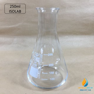 Bình tam giác thủy tinh, vạch chia, không nắp, dung tích 250ml, hãng IsoLab