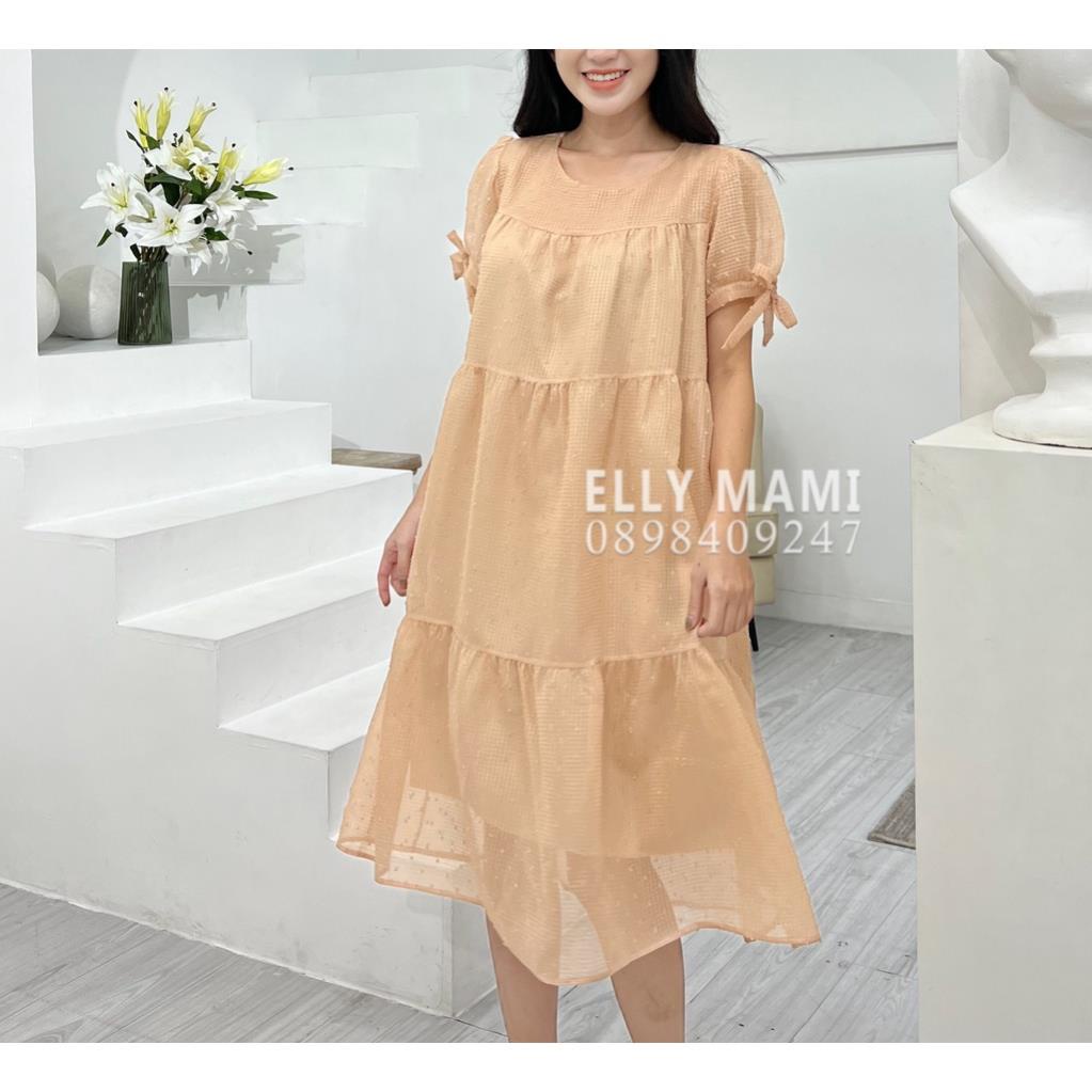 ( 40kg - 95kg ) Đầm Bầu , váy bầu Suông Voan Hạt Tay Nơ Tiểu Thư Mặc Thoải Mái Suốt Thai Kì &amp; Sau Sinh Thiết Kế Cao Cấp