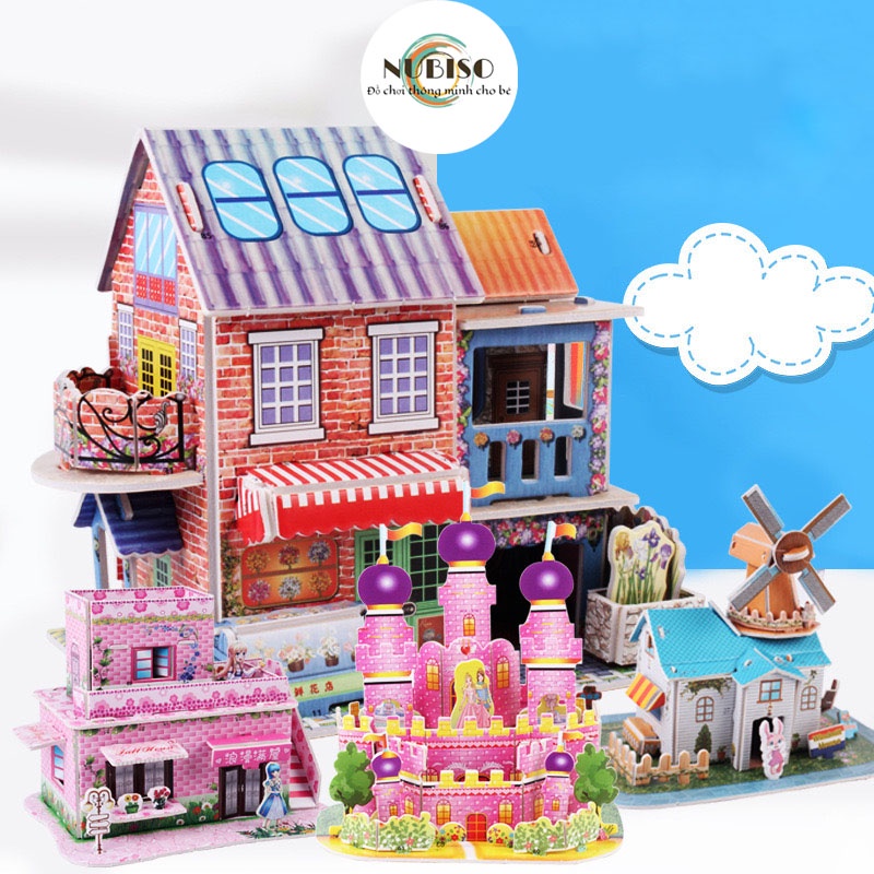 Bộ đồ chơi xếp mô hình lâu đài 3D vui nhộn cho bé