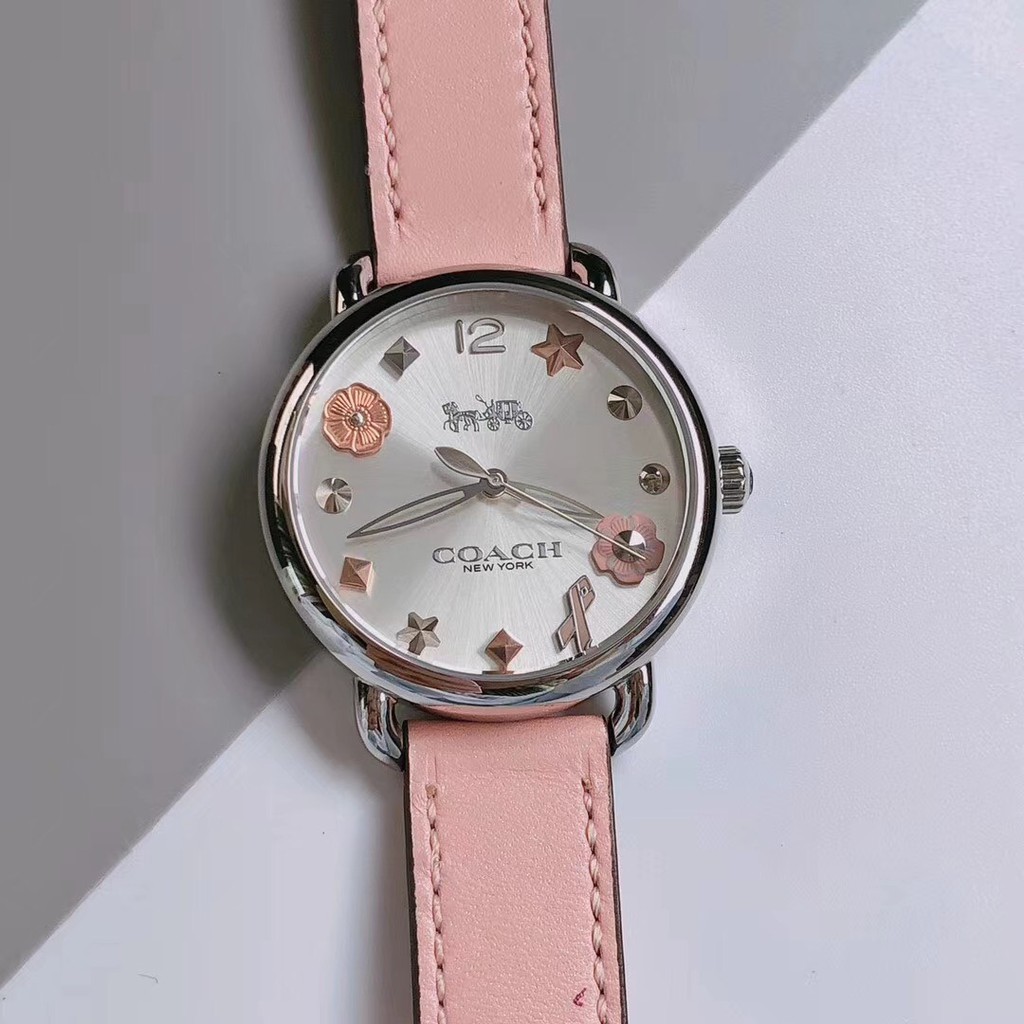 Đồng Hồ Nữ Coach Delancy , Dây Da , Màu Đen / Hồng , Size 36mm