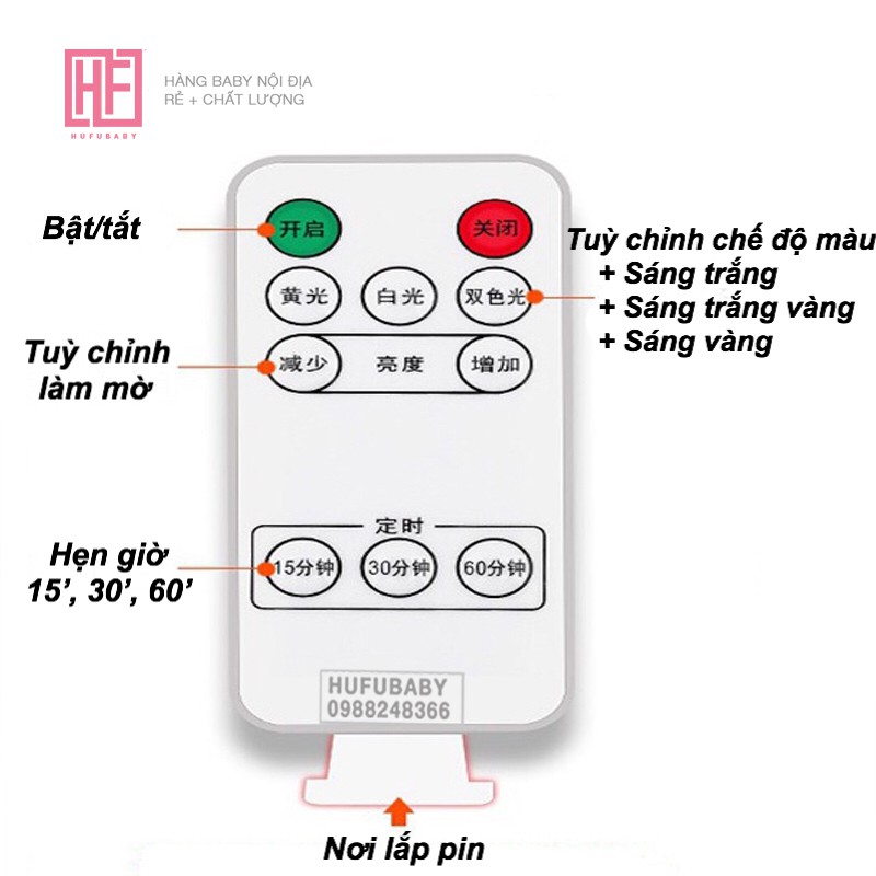 ĐÈN NGỦ CHO BÉ 3 CHẾ ĐỘ MÀU SẮC, ĐIỀU KHIỂN TỪ XA