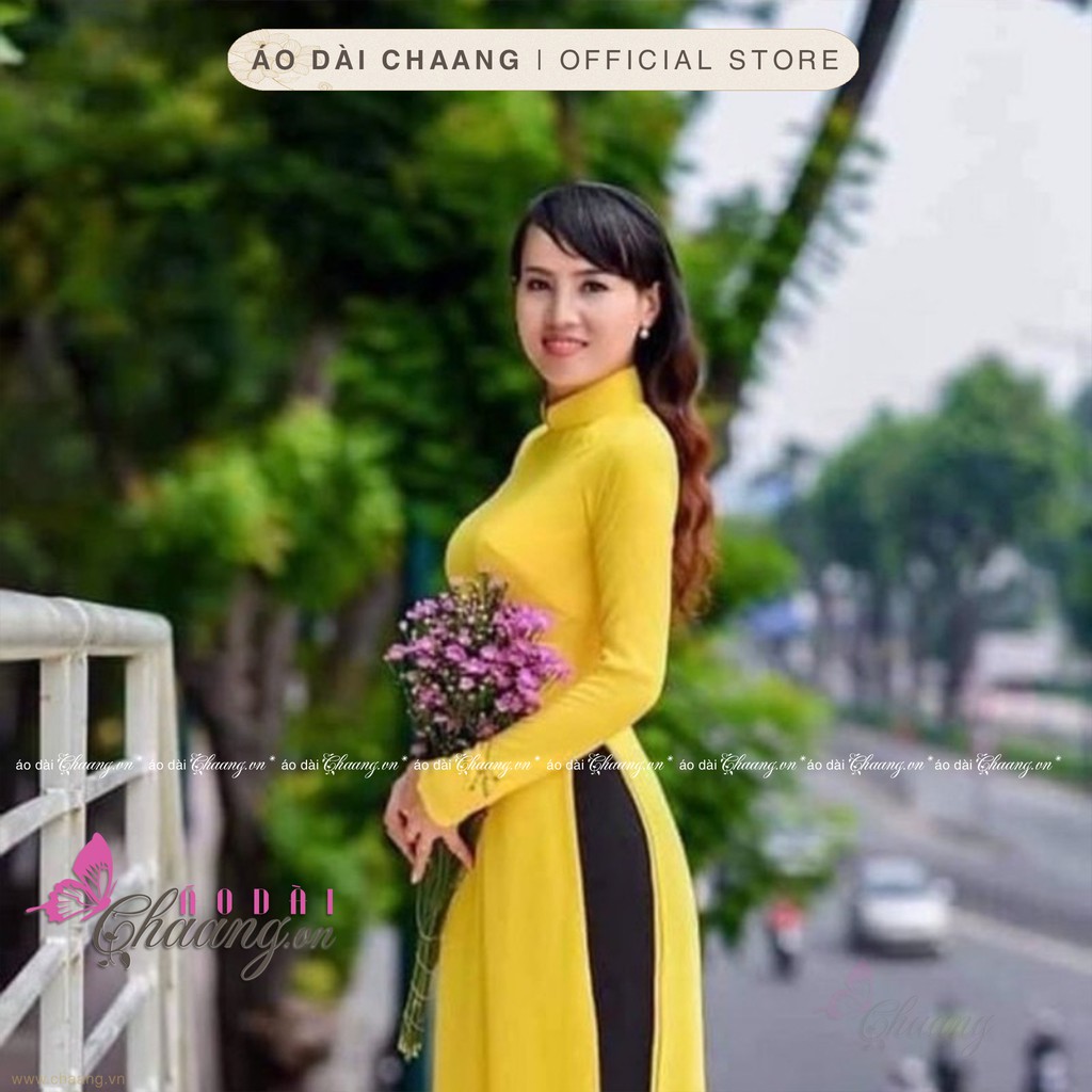 Áo dài 4 tà truyền thống_Chaang_May sẵn áo dài màu vàng cúc xinh tươi, vải đẹp