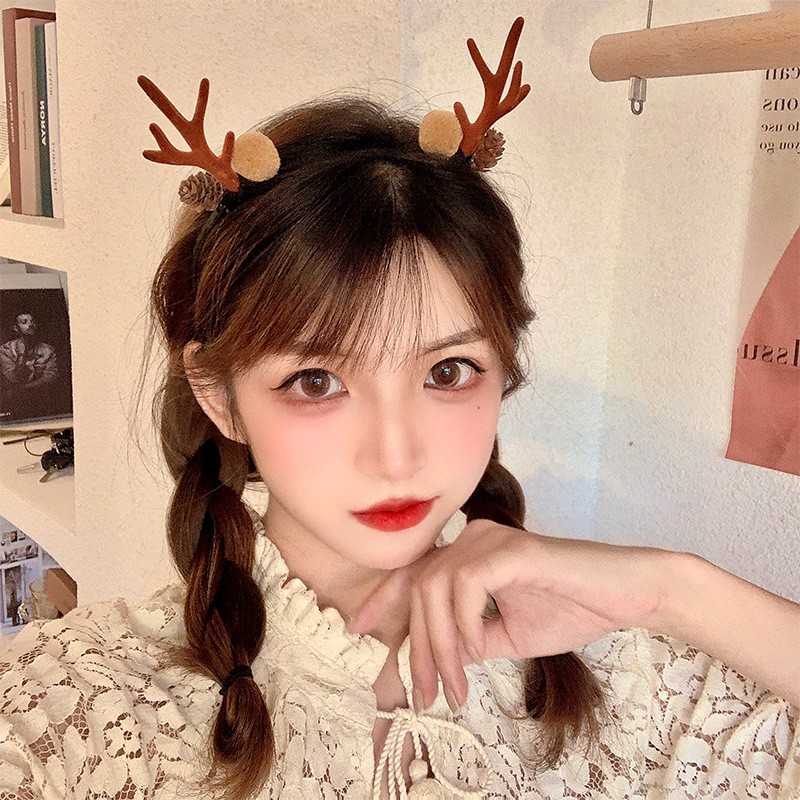 Cài tóc, cài noel cho bé gái, bạn gái siêu xinh cài tuần lộc giáng sinh vui vẻ