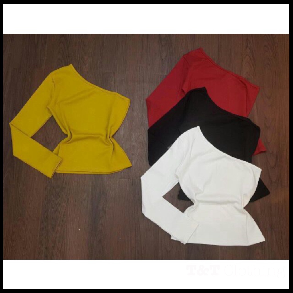 Áo lệch vai tay dài / áo kiểu croptop 💃By 23t.shop | BigBuy360 - bigbuy360.vn
