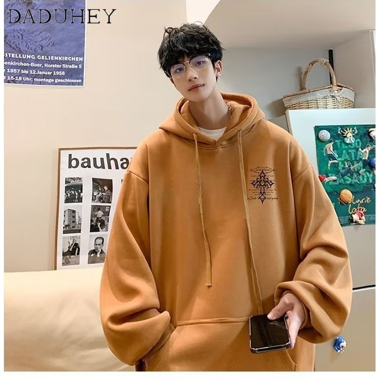 DaDuHey Men's Autumn Korean Style New round Neck Loose Top Chic Fashionable Printed Autumn Sweater